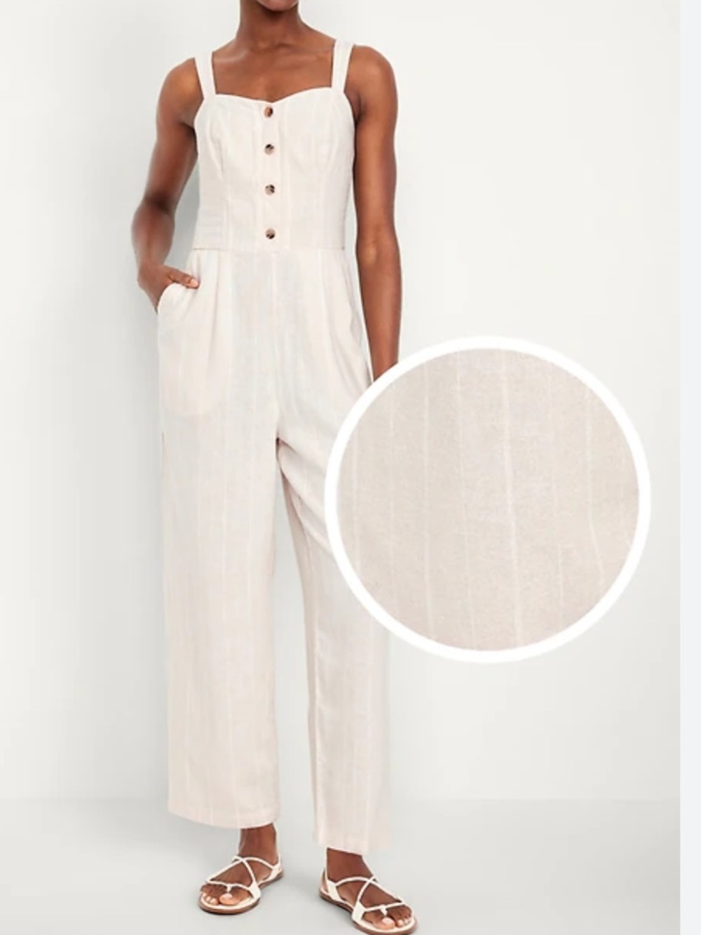 Old Navy Button-Front Linen-Blend Cami Jumpsuit Size XL